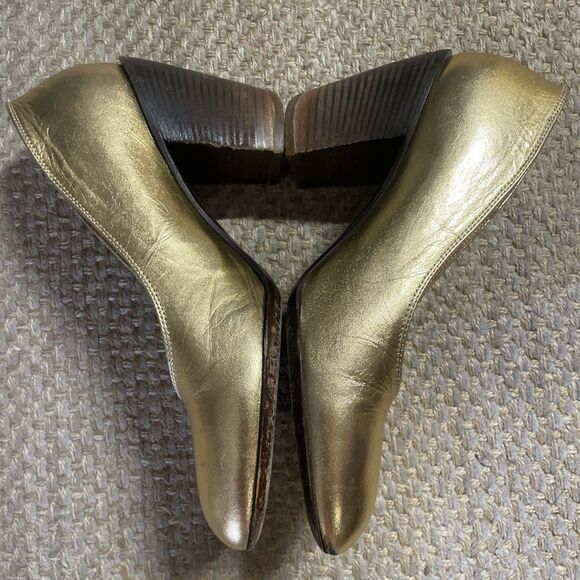 DRIES VAN NOTEN Italy 36 eu 5.5-6 us Gold Leather Heels Pumps Women's Shoes - Picture 5 of 11